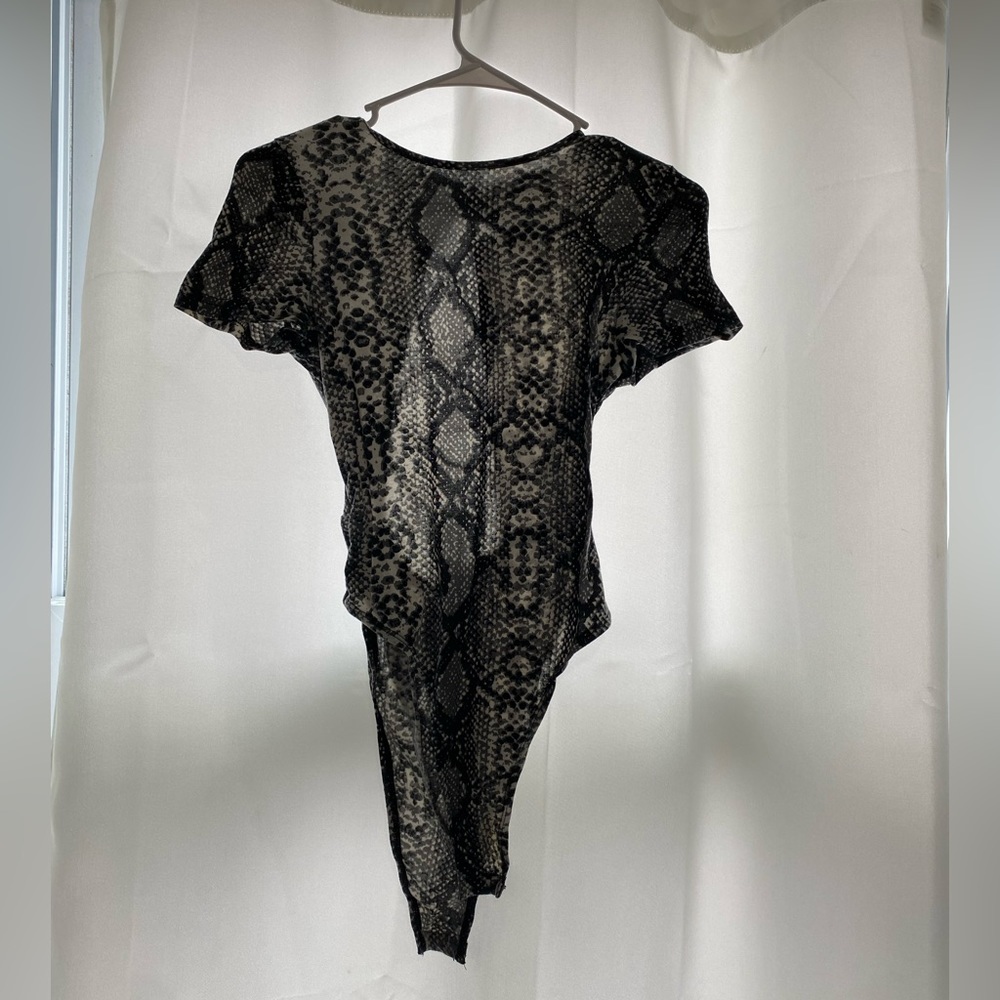 Lace Up Back Snakeskin Tee Bodysuit